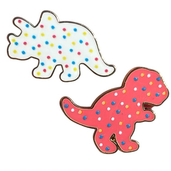 Dinosaur T Rex Pink Froster Animal Cookie Enamel Pin - Picture 7 of 7